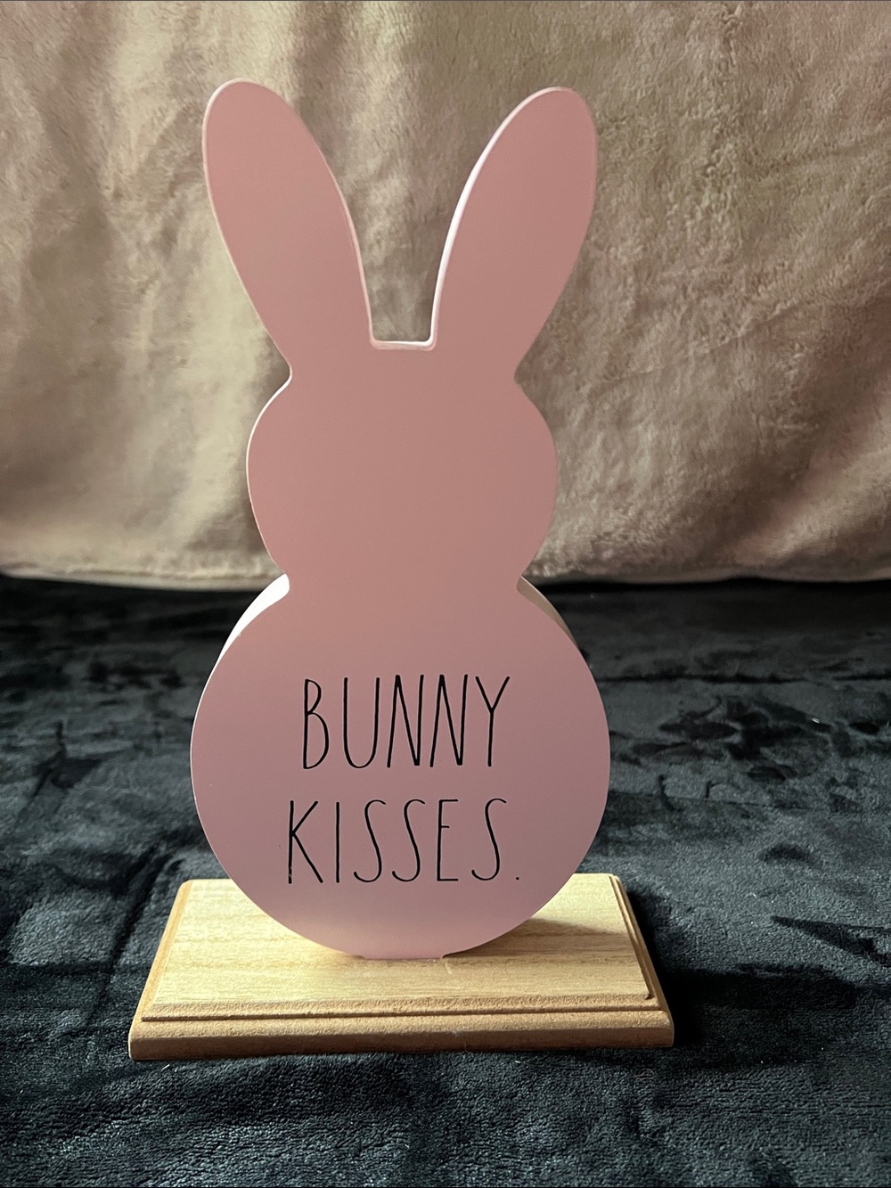 Rae Dunn Pink 'Bunny Kisses' Wooden Accent